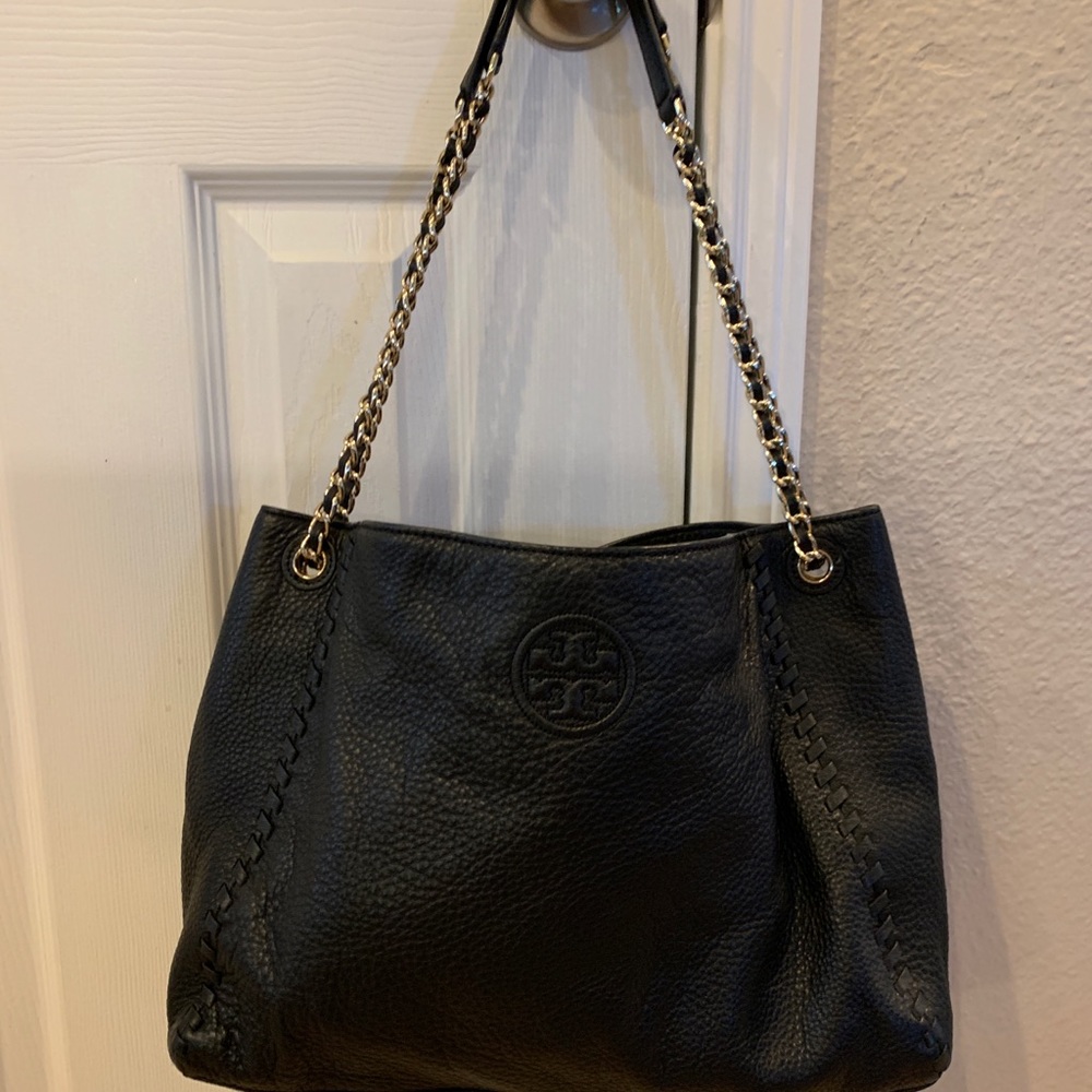 Tory Burch black medium sized leather handbag